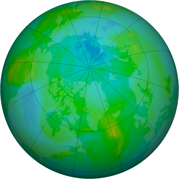 Arctic ozone map for 28 August 1999